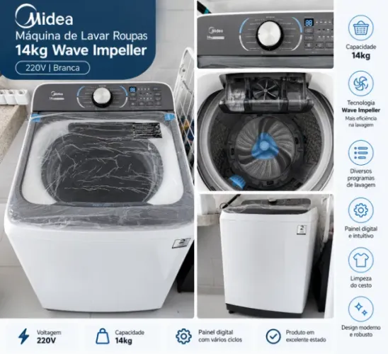Máquina de Lavar Midea 14kg Wave Impeller 220V Branca