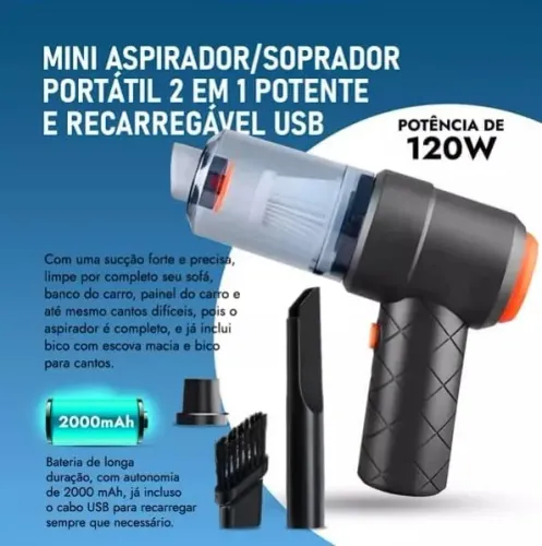 Aspirador de Pó e Soprador 2 em 1 *Premium* - Portátil - Multifuncional Sem Fio