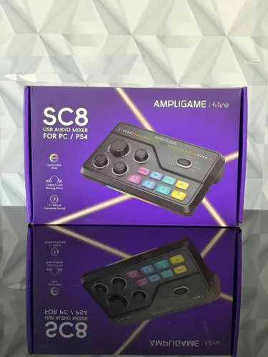 Mixer de Áudio Fifine AmpliGame SC8 RGB XLR / USB