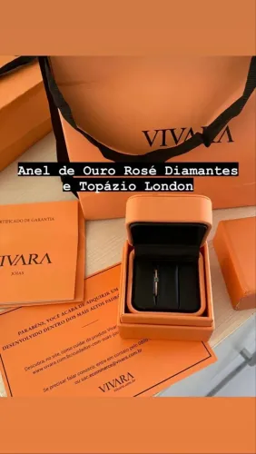 Anel de Ouro Rosé Diamantes e Topázio London Vivara
