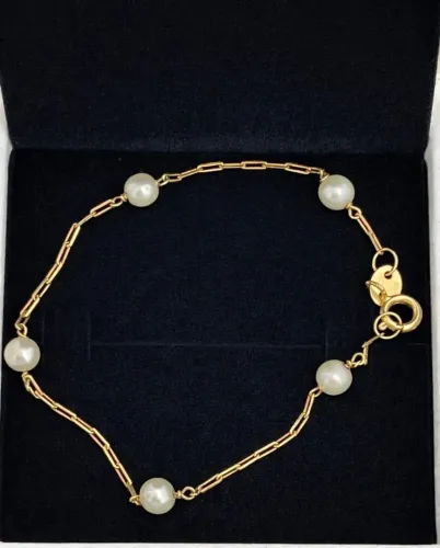 PULSEIRA DE OURO 18 K COM PÉROLAS
