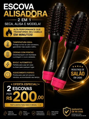 Escova Alisadora 2 em 1 ? Cabelo de Salão em Minutos Sem Sair de Casa!