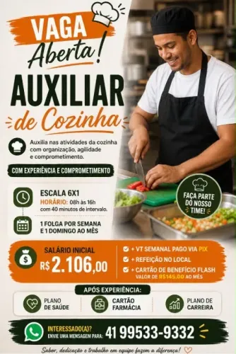 Vagas para restaurantes no bairro Bigorrilho e Ahú