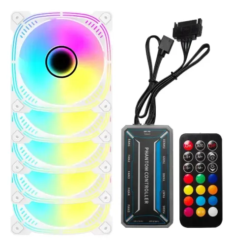 Kit 5 Fans Acegeek Prime ARGB 120mm Branco