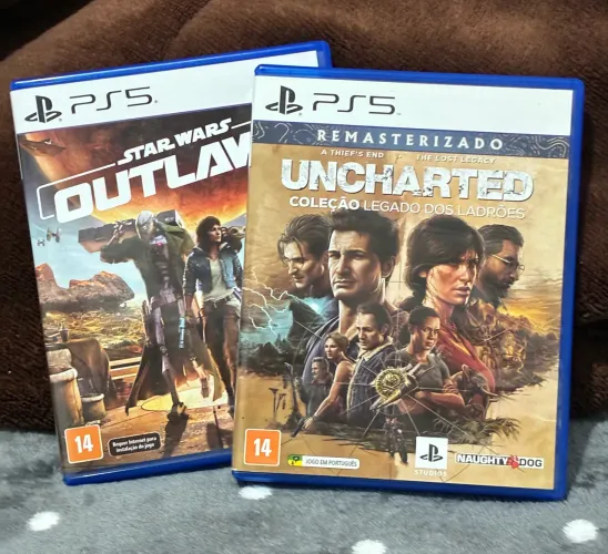 2 Discos mídia física PS5 | Uncharted 4 legado dos ladroes e Star wars outlaws |