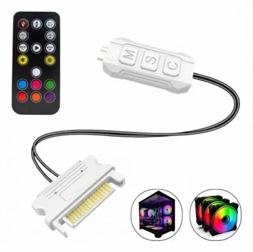 Controladora Sata Argb 5v 3 Pinos Para Cooler Fan C Controle - Branco