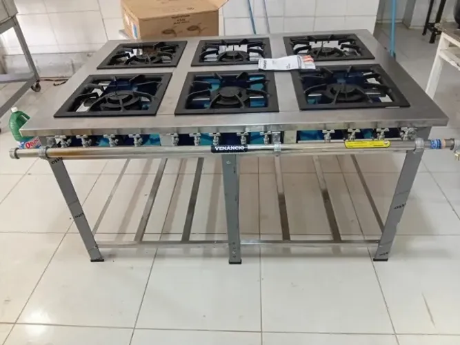 FOGÃO INOX COM 6 BOCAS DUPLAS NOVO