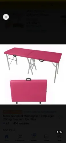 Vende-se maca portátil rosa