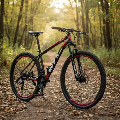 Bicicleta Aro 29 24V Freio a Disco Quadro Alumínio 17 Preto/Vermelho