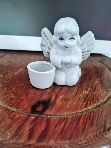 Lote 2 Castiçais Bibelôs Antigos em Porcelana