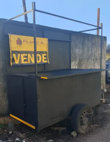 Carro de Lanche Com Reboque e Cobertura Metálica com Lona