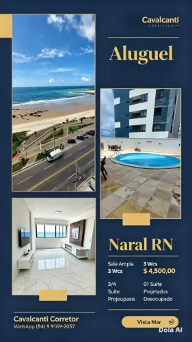 ALUGO APARTAMENTO DE ALTO PADRÃO COM VISTA DESLUMBRANTE PARA O MAR - CAVALCANTI CORRETOR C