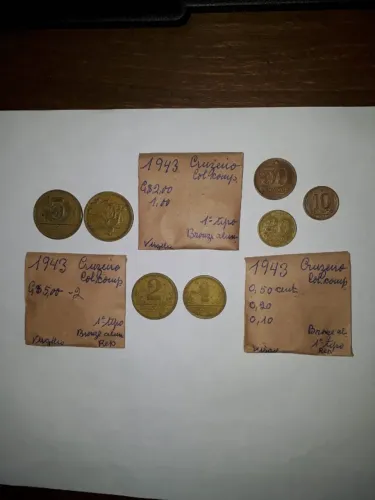 LINDA COLEÇAO COMPLETA DE MOEDAS DE BRONZE- ALUMÍNIO ANO 1943 - PRIMEIRO TIPO
