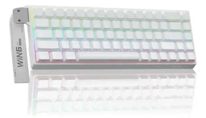 Teclado Aula Win 68 HE Magnético Gamer Com Fio RGB 8000Hz Branco Switch Magnetic Gray Wood