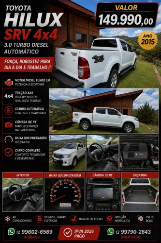 Toyota Hilux CD SRV D4-d 4X4 3.0 TDI Diesel AUT 2015
