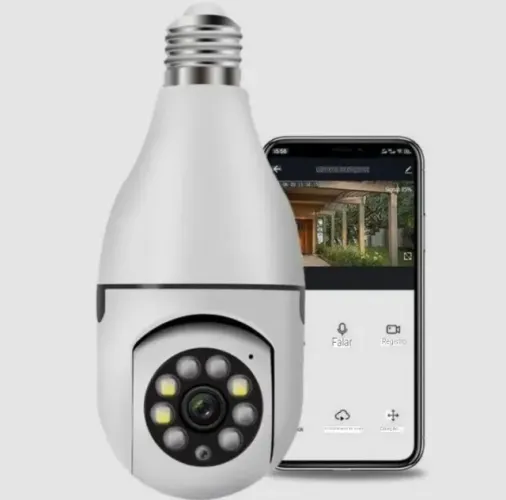 Câmera Lâmpada de Segurança Vigilância IP WI-FI 360° Visão Noturna FullHD Bivolt