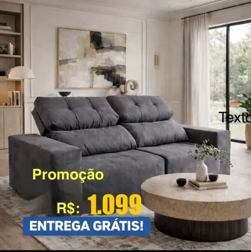 Sofá retrátil cinza