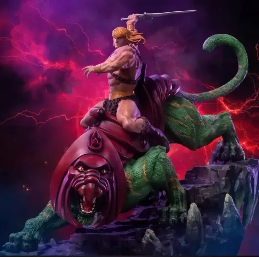 Estatua He-man e gato guerreiro ironstudios 1/10