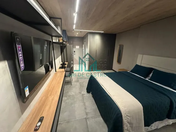 Apartamento Studio Novo todo Mobiliado, Varanda e Vista com 30m² no Edifício New Time na P