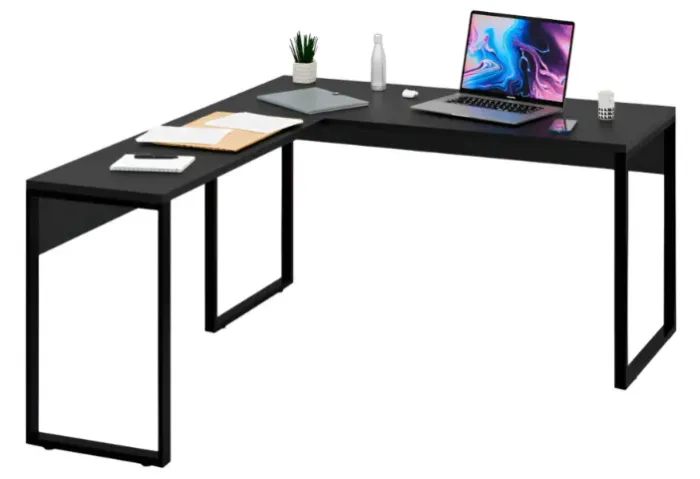 Mesa para escritório em L preta
