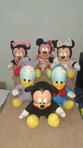 Lote 5 Pelúcias Antigas Turma Do Mickey Baby Cabeça Vinil Multibrink