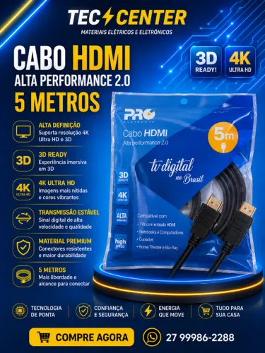 Cabo Hdmi Alta Performance2.0 5m Pro Eletronic