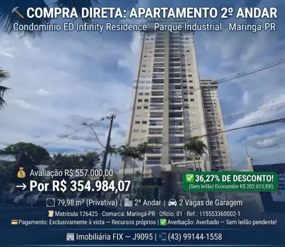 ? COMPRA DIRETA: APARTAMENTO 2º ANDAR ? PARQUE INDUSTRIAL · MARINGÁ-PR