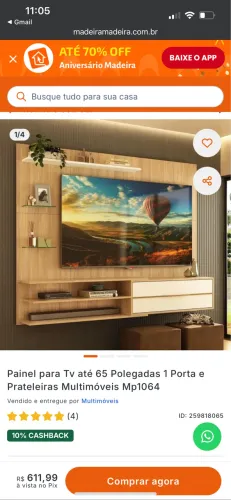 Painel para Tv até 65 Polegadas - Novo na caixa!