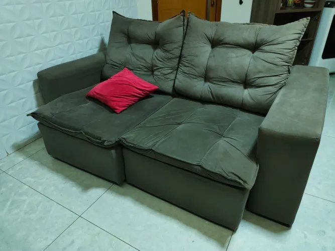 Sofá Cinza Retrátil e Reclinavel