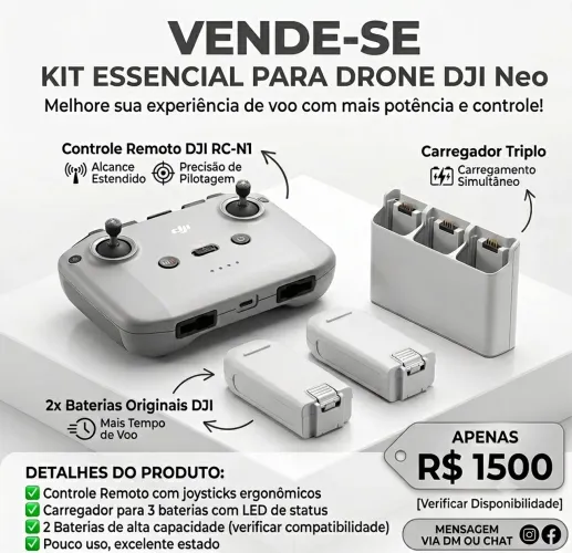 Controle DJI + Hub de carregamento com duas baterias