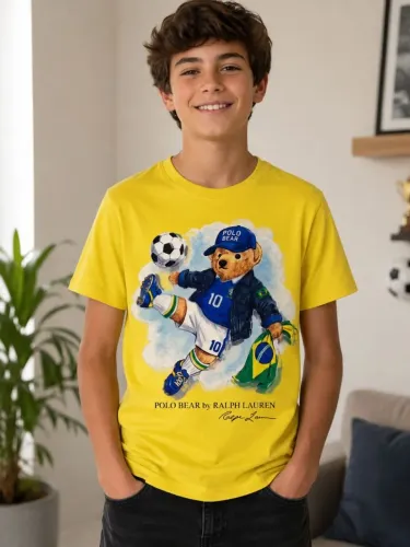Camisa infantil Urso Bear copa do mundo infantil
