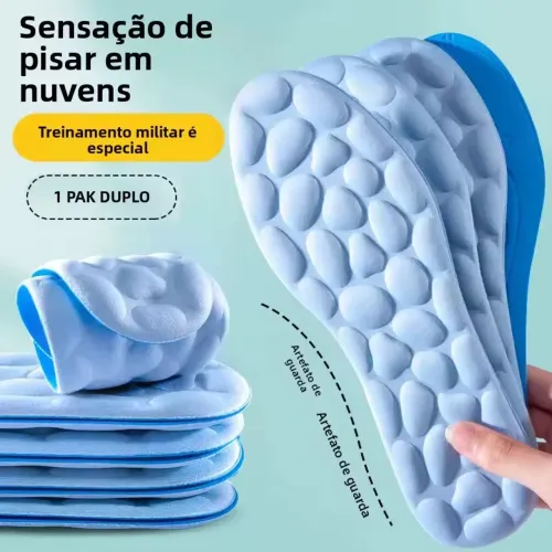 Palmilha 4D Ortopédica Super Confortável - Alívio de Dores e Impacto