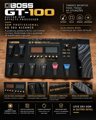 Pedaleira Boss GT100 c/ case