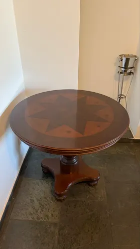 Mesa Breton janta/ canto/ jogos/  madeira tampo marchetado