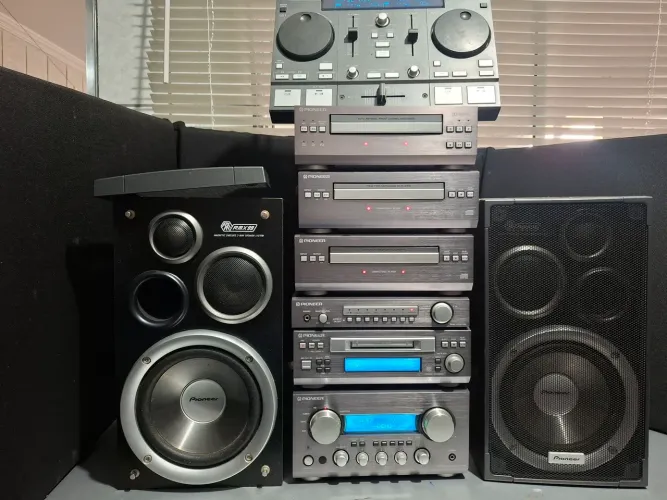 Micro system pioneer rmx 9, md cd fm tape sub usado