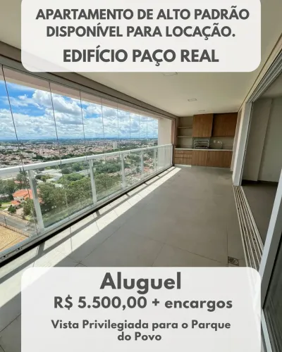 Apartamento para locação no Paço Real 23º andar com vista para o Parque do Povo!