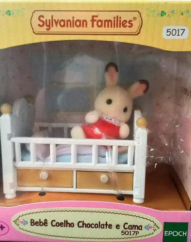 Sylvanian Families - bebê Coelho chocolate e cama
