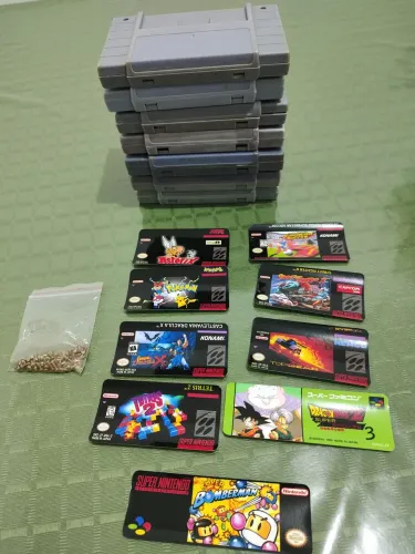 7 Cases 9 Labels + 14 Parafusos SNES.