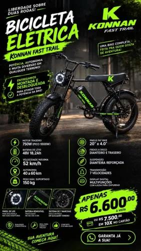 BIKE ELÉTRICA KONNAH 750WATTS