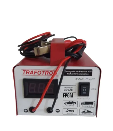 Carregador Cv5AH Para Baterias De 12v com Voltimetro <br> Voltimetro<br><br>