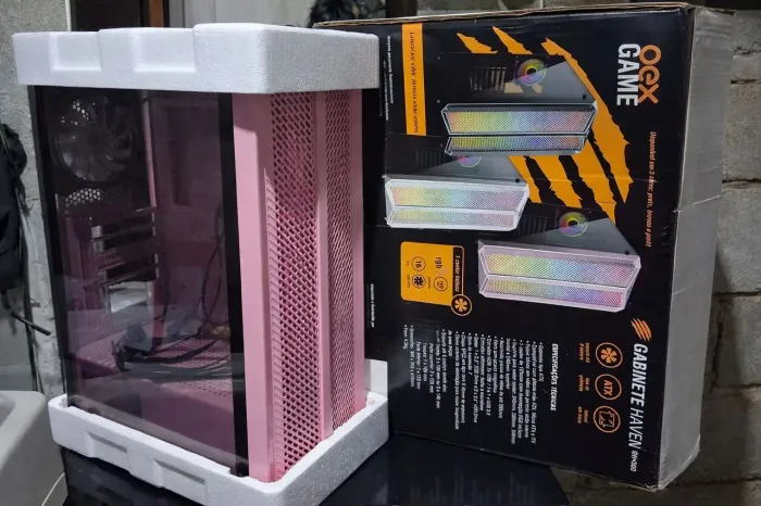 Gabinete gamer OEX Haven Rosa