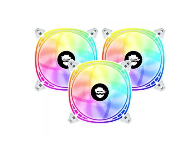 Kit Fan Com 3 Unidades Gamer Ninja Fuuton, ARGB, 120mm, White
