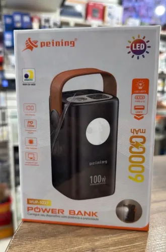 Carregador Bateria Portátil 60000 Power Bank Turbo 100w Usbc Cor Preto