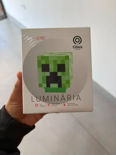 Luminária Minecraft Creeper com Som e Luz LED
