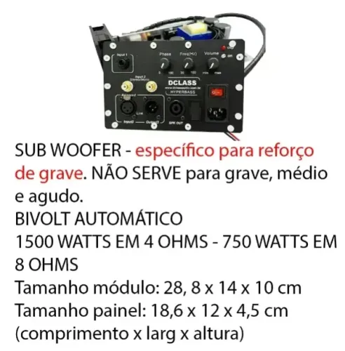 Amplificador para Sub Grave DClass 