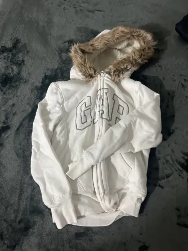 Casaco zíper Gap menina com capuz branco