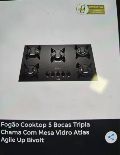 VENDO Fogão cooktop 5 bocas