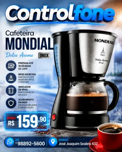 Cafeteira elétrica mondial 18 xícaras