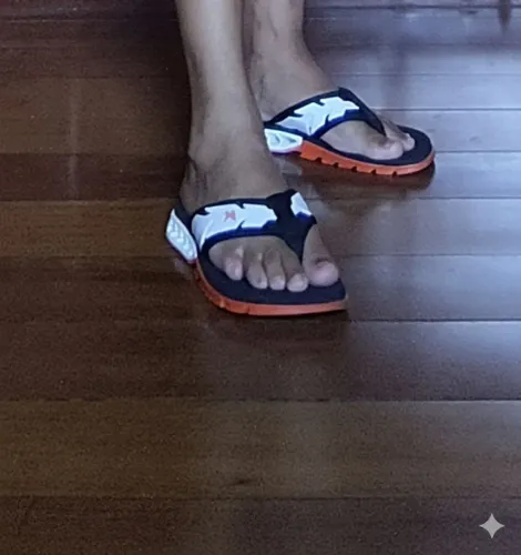 Chinelo Kenner Kivah Original - Laranja, Preto e Branco