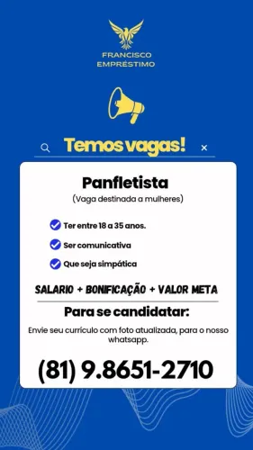 Vaga para panfletista